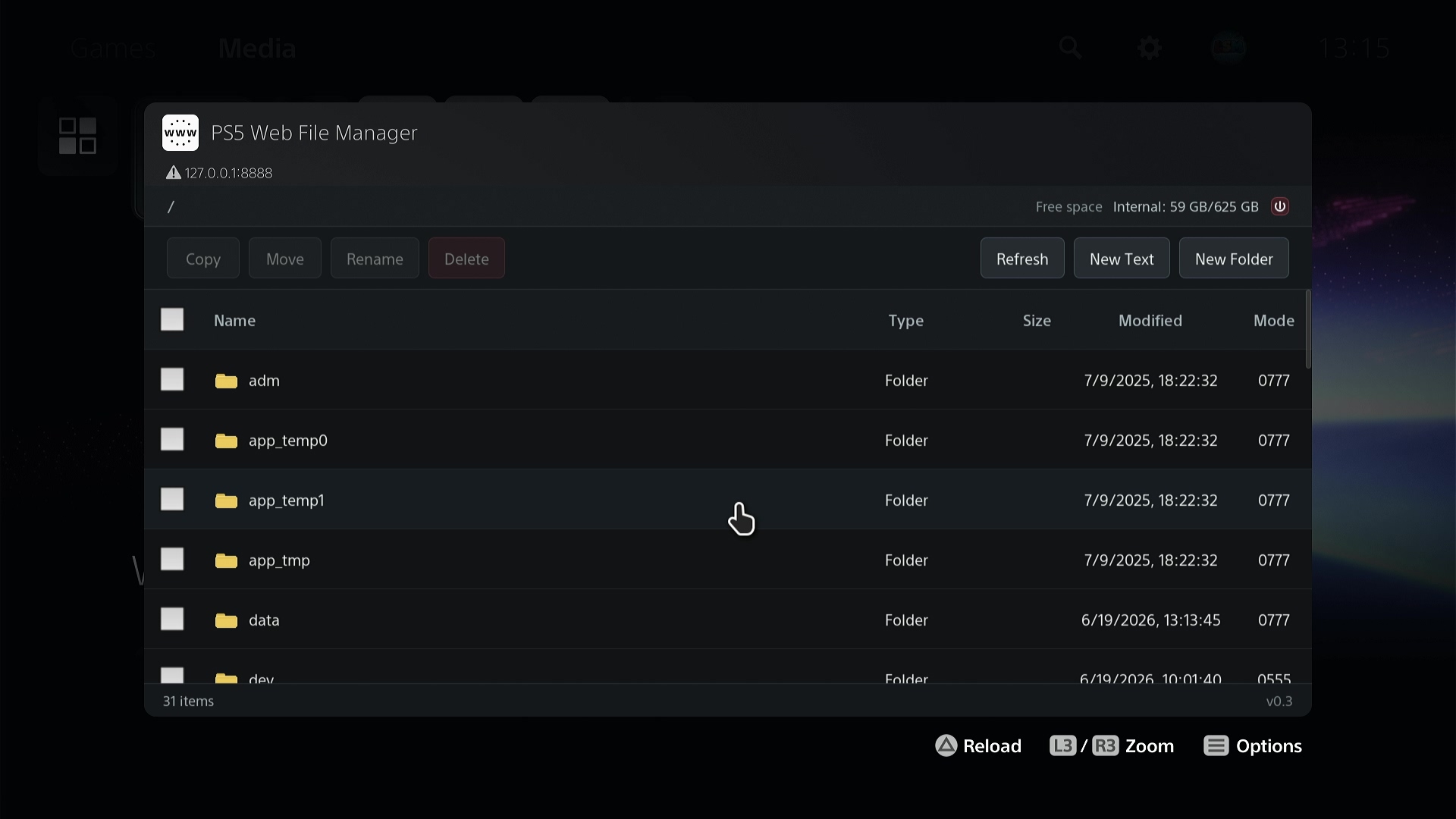PS5 Web File Manager screenshot 2