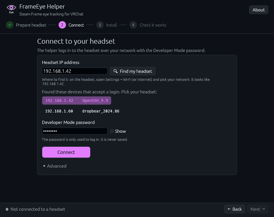 The connect page