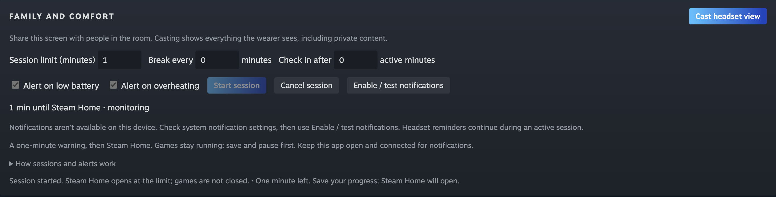 Family and comfort controls in the desktop app